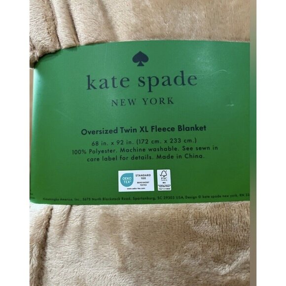 NWT Kate Spade Oversized Twin XL Tan Fleece Blanket - Picture 3 of 4